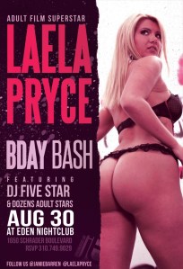 Adult Star Laela Pryce Birthday at Eden