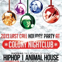 "Colony Hollywood Saturdays 2013 December 28 flyer image"
